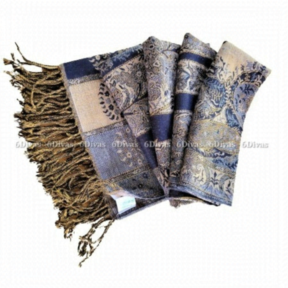 Wool Shawl Paisley Wide Oversized Pure Woolen Womens Shawl